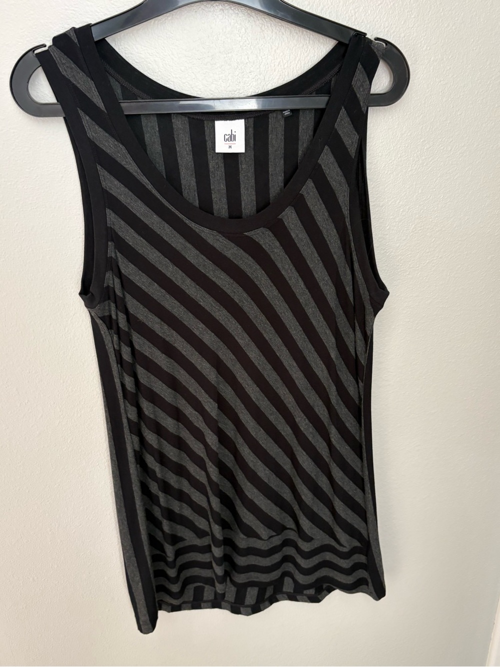 CAbi Black & Gray Diagonal Stripe Scoop Tank